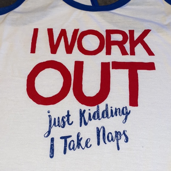 Athletic Works Tank Top“I WORK OUT just kidding I take naps” Size Medium 8-10 - Picture 2 of 3